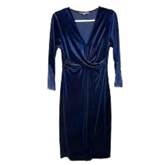 Eloquii deep Blue Velvet Dress, 20 - Picture 1 of 4